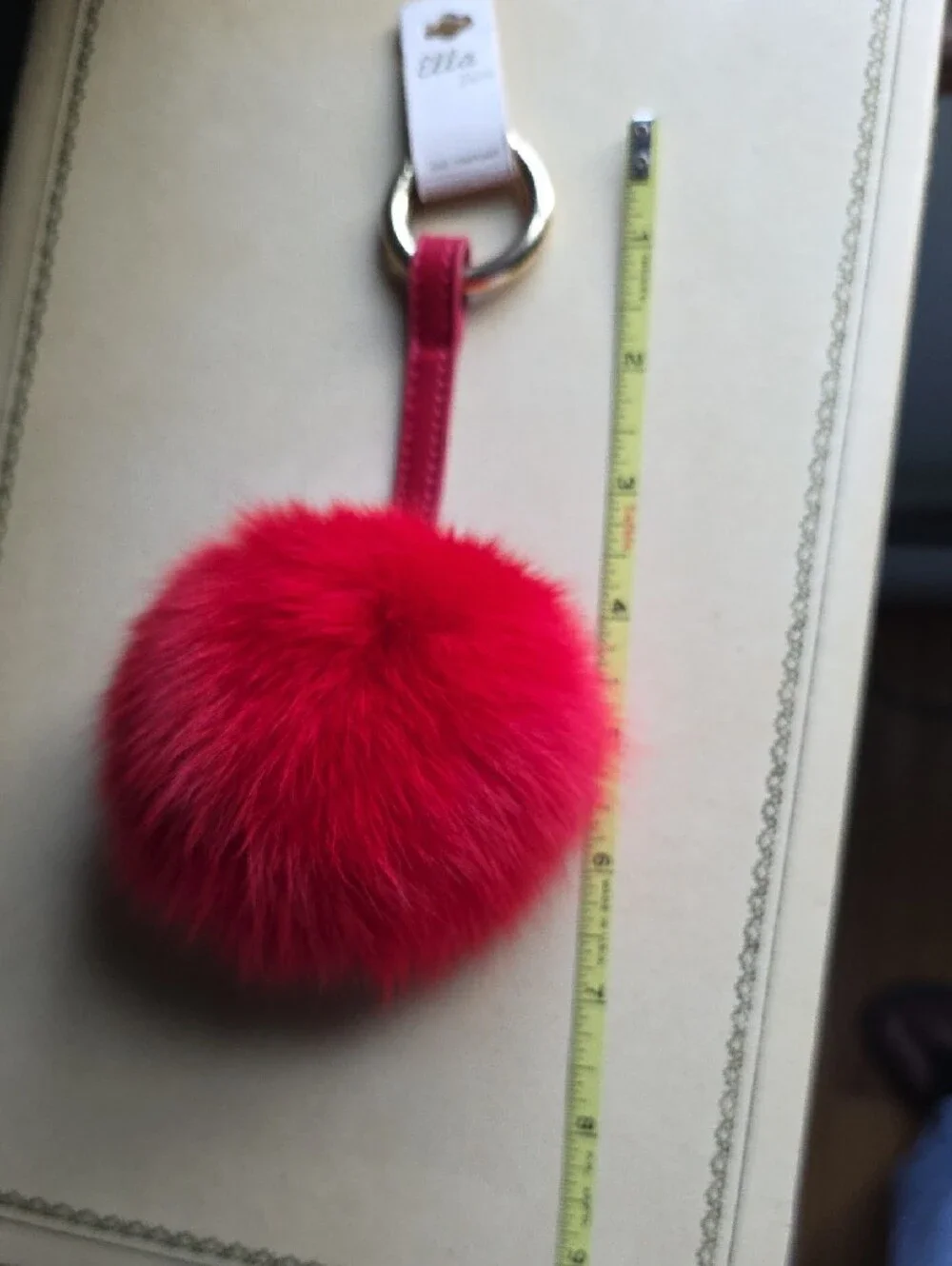 Ella Red Real Fur Pom Pom Key & Card Holder Charm